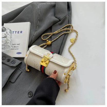 Light luxury brand-name high-end designer bag female 2025 new spring and summer niche shoulder bag messenger bag cylinder bag