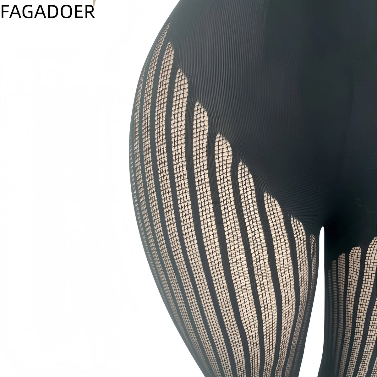 FAGADOER Sexy Mesh See Through Black Jumpsuits Hot Girl Back Hollow Out Patchwork  Bodycon Rompers Night Party Club Playsuits