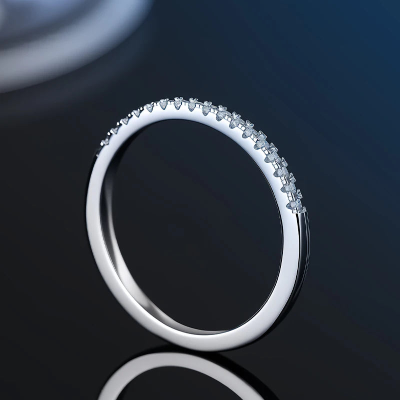 100% Pass Diamond Tester Pen Moissanite Ring Matching Wedding Diamond Band for Women 925 Sterling Silver Female Single Tail Ring