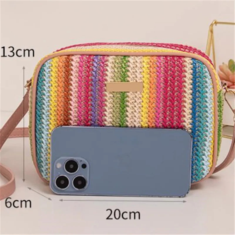 Trendy Ladies Bags, Fashionable and Artistic Weaving, Multi-color Straw Woven Bags, Ethnic Style Crossbody Bags, Women's Bags