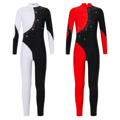 Kids Girls Long Sleeve Gymnastics Leotard Bodysuit Teens Gymnastics Jumpsuit for Girl Children Ballet Dance Costume Dancewear