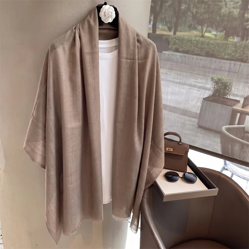 New Long Scarf Women Cotton Scarf Beach Hijab Shawls and Wraps 2026 Luxury Brand Solid Color  Echarpe Designer