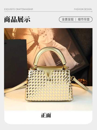 Genuine Leather Woven Handbag For Women 2026 New Light Luxury Women's Shoulder Bag Fashion Commuter Messenger Bag Versatile