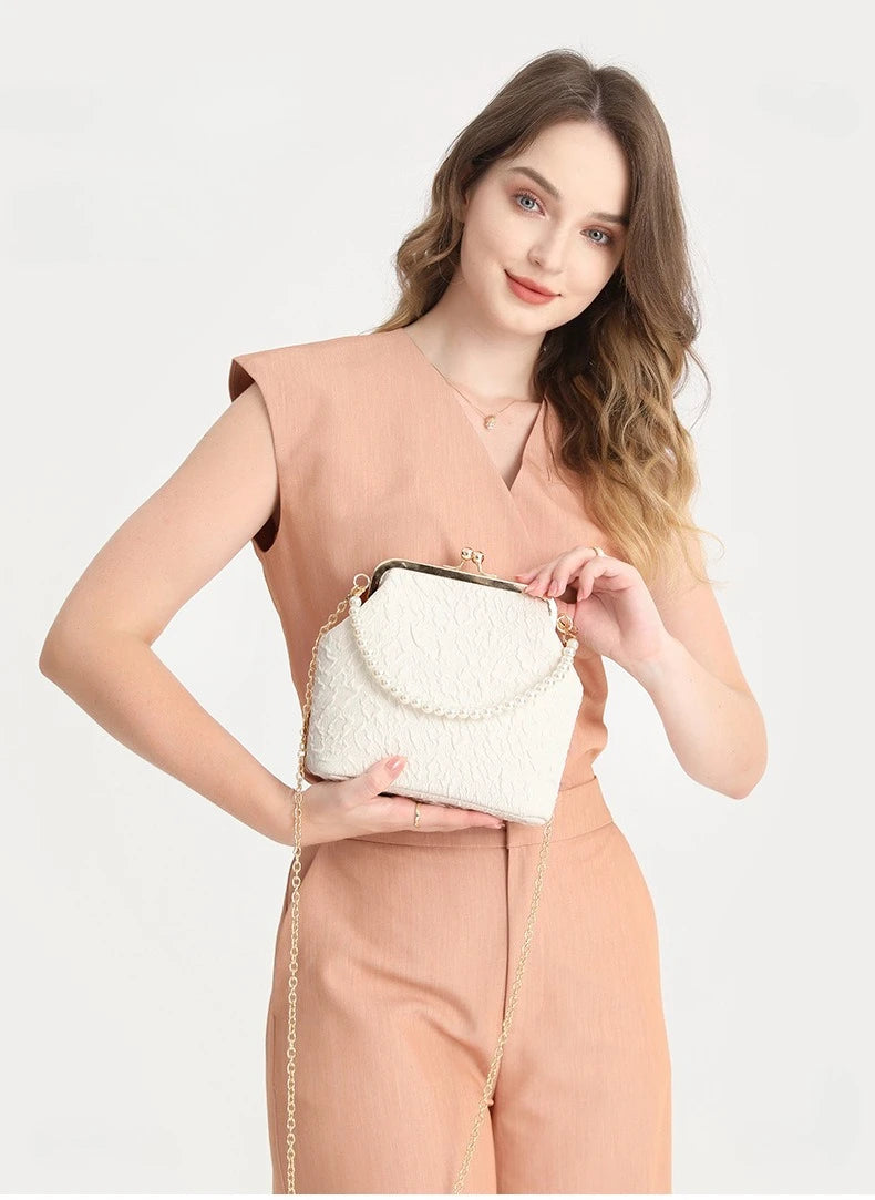 Mobile Phone Bags Pearl Chain Crossbody Bag for Women Shoulder Bags Makeup Bag Purse and Handbags Mother Kids Bag for Girl Сумка