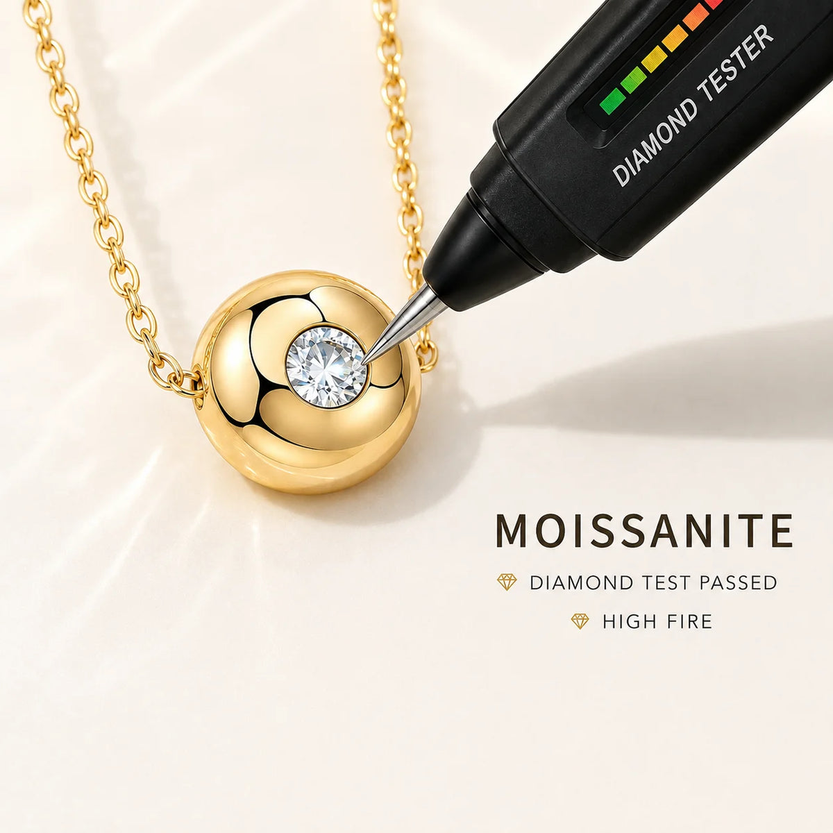 Moissanite Pendant Necklace for Women and Men S925 Sterling Silver Gold Plated Round Disc 0.1CT Minimalist Jewelry D Color VVS1