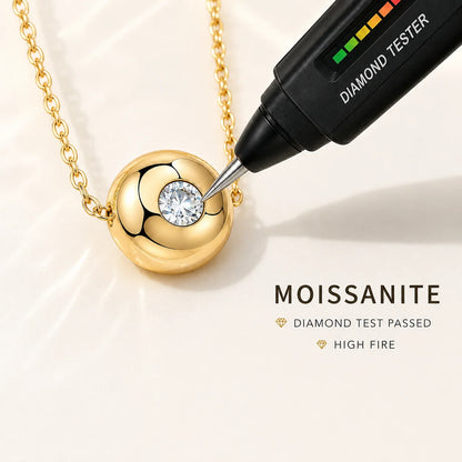 Moissanite Pendant Necklace for Women and Men S925 Sterling Silver Gold Plated Round Disc 0.1CT Minimalist Jewelry D Color VVS1
