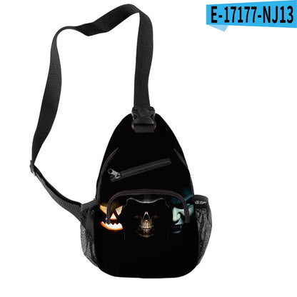 Fashion Youthful Halloween Skeleton Boys/Girls 3D Printed Chest Bags Oxford Waterproof Sports Crossbody Travel Bag Shoulder Bags