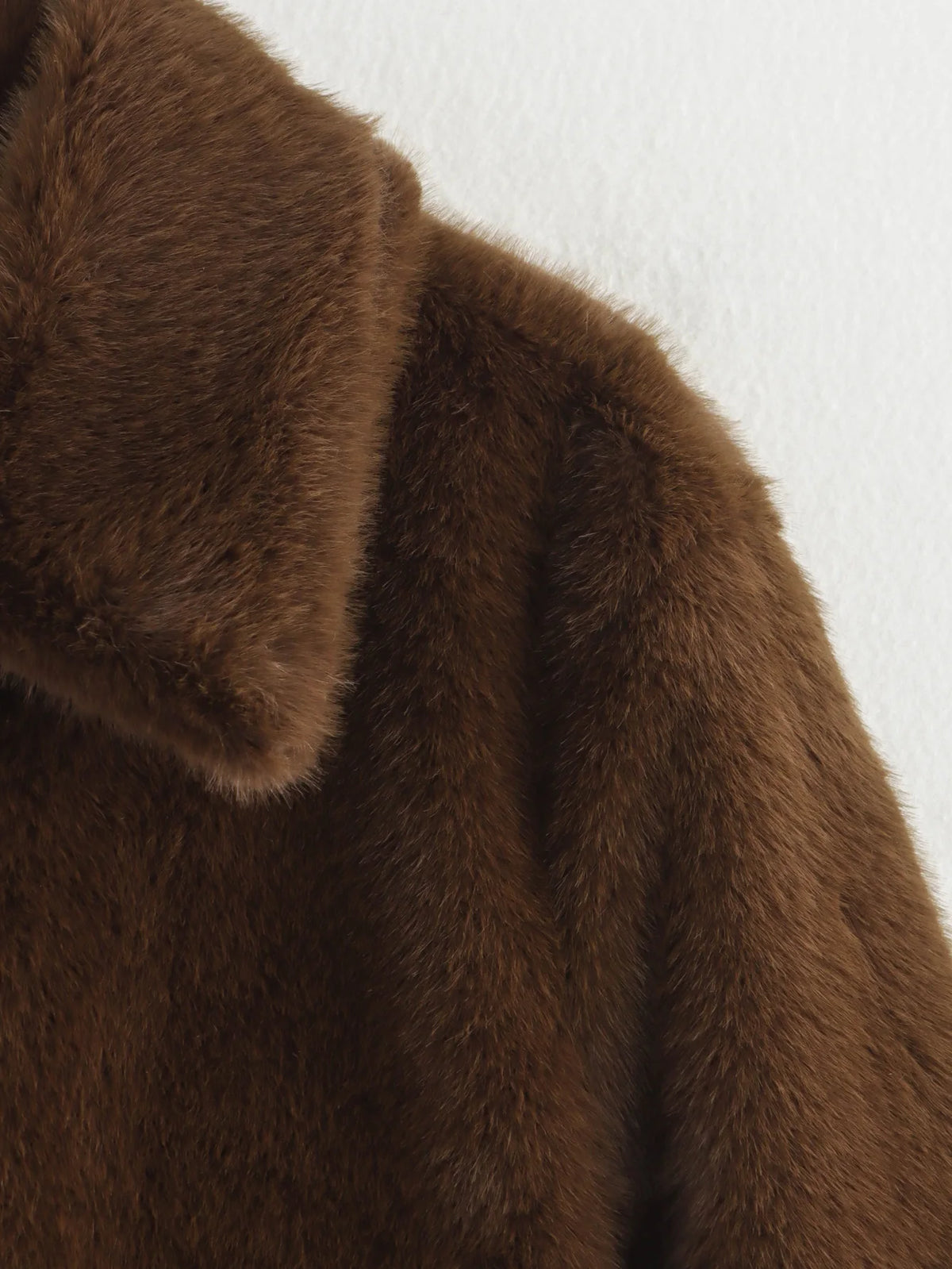 HH Women Casual Brown Short Faux Fur Coat Turn-Down Collar Long Sleeve Jacket 2025 Autumn Winter Loose High Street Outwear