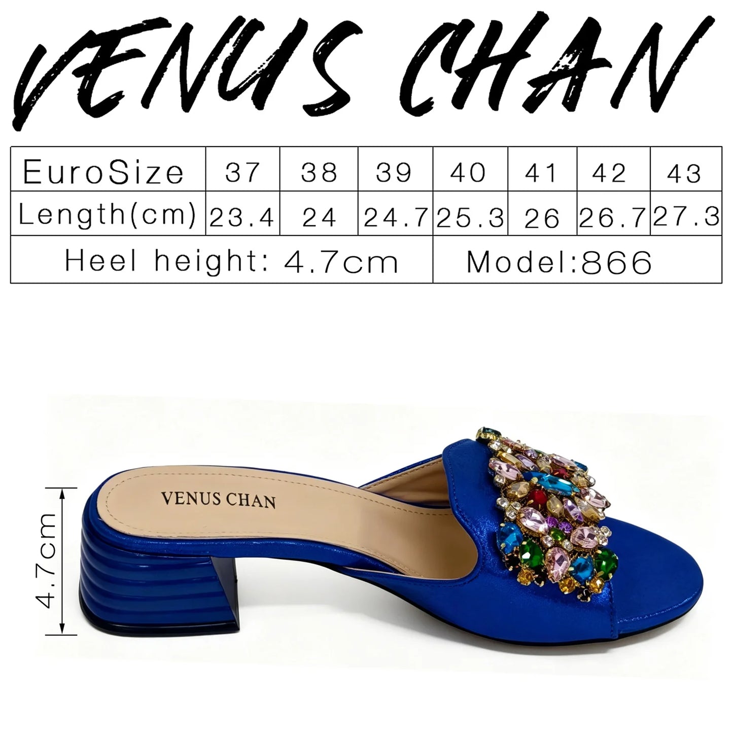 Women Luxury Multicolor Rhinestone Blue Heel Mules Black Satin Open Toe Slip On Sandals Elegant Wedding Evening Party Designer