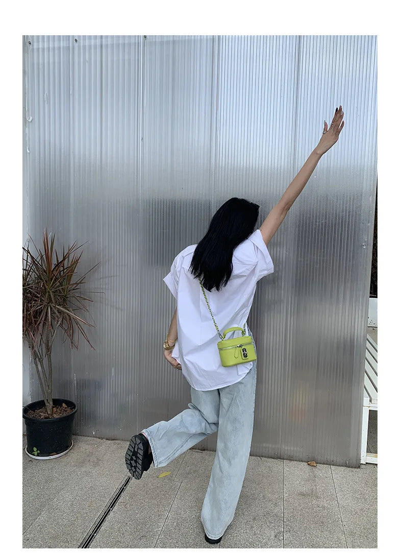 Women Square Handbags 2024 Summer Fashion Chains Crossbody Bags Texture PU Shoulder Bag Elegant Chic Mini Mobile Phone Bags