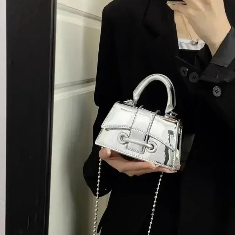 Pu Leather Vintage Women Silver Chic Crossbody Bag Luxury Designer Small Shoulder Bags Fashion Gold Mini Coin Purse Cute Handbag