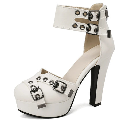 Red Platform High Heels Women's Sandals Summer Shoes 2025 Strap Black White Pumps Wedding Fetish Dance Party Shoes Large Size 50