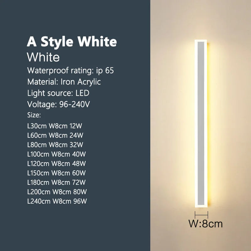 Outdoor Waterproof Wall Lamp LED Strip Background Wall Lamp Stair Garden Lamp Living Room Bedroom Bedside IP65 Wall Lights