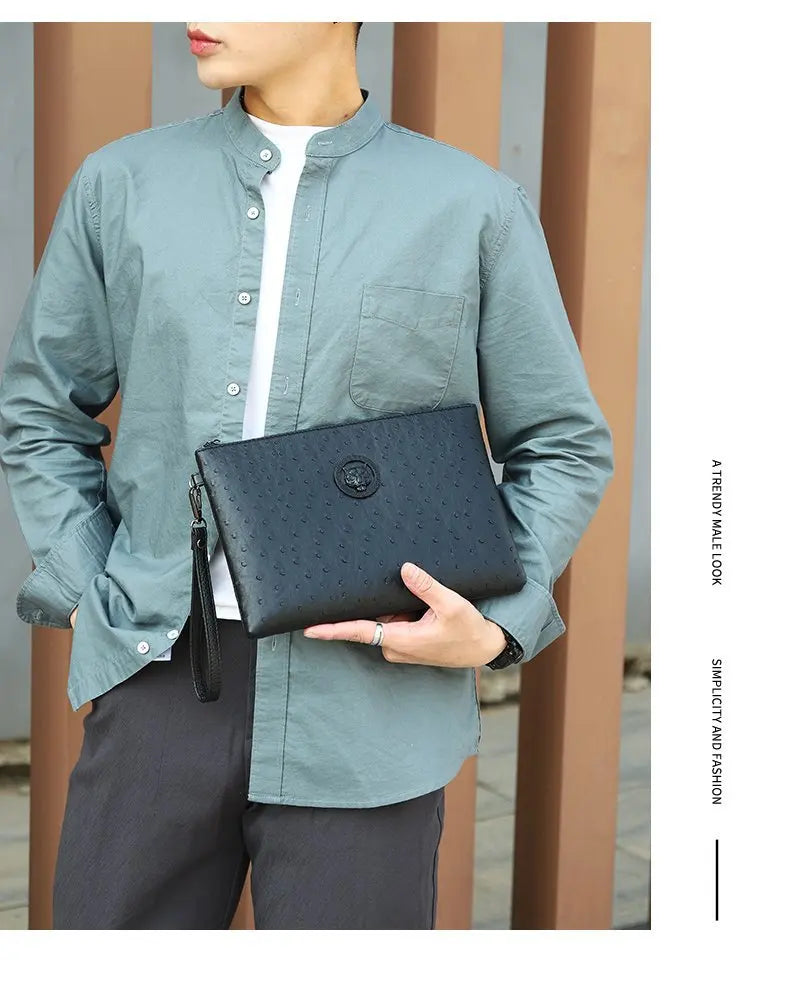 New Business Style Men Clutch Large Wallet Soft PU Leather Male Wristlet Pack Bag Elegant Leisure Stylish HandBags Envelope Bag