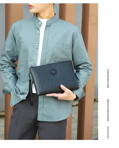 New Business Style Men Clutch Large Wallet Soft PU Leather Male Wristlet Pack Bag Elegant Leisure Stylish HandBags Envelope Bag