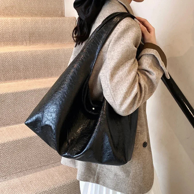 Large Capacity PU Leather Hobo Underarm Bags Autumn Winter Shoulder Bag for Women 2026 New Trend Y2K Handbags and Purses Tote