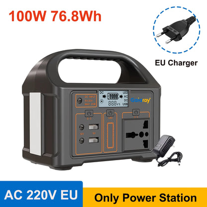 Gaiaray 100W Portable Power Station AC 220V 110V Solar Generator Outdoor Emergency Power Bank 76.8Wh LiFePO4 Battery For Camping