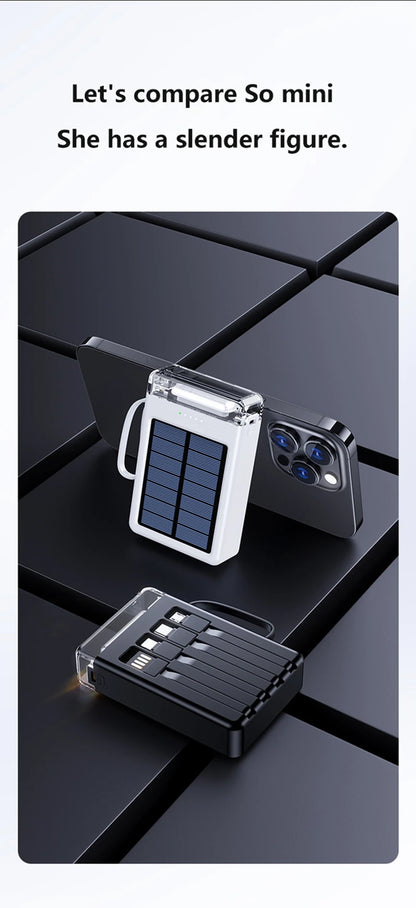 Lenovo 50000mAh Fast Charging solar compact portable LED light mobile power bank built-in cable power bank suitable for iPhone