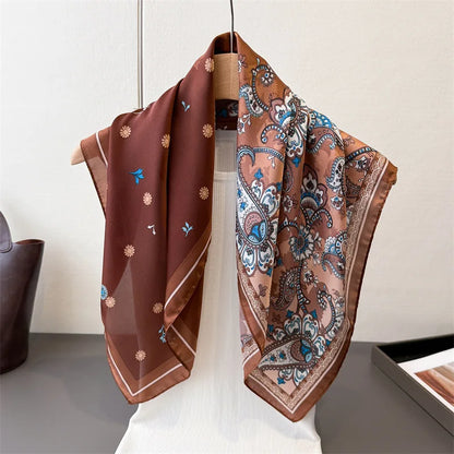 70*70cm Zebra Stripes Print Head Scarf for Women Silk Square Scarves Foulard Bandana Fashion Decorate Hijab Female Neckerchief