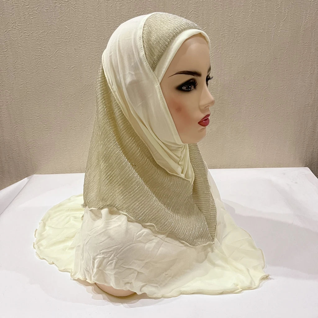 H076 Adults or big girls medium size 70*60cm pray hijab muslim hijab scarf islamic headscarf hat amira pull on headwrap
