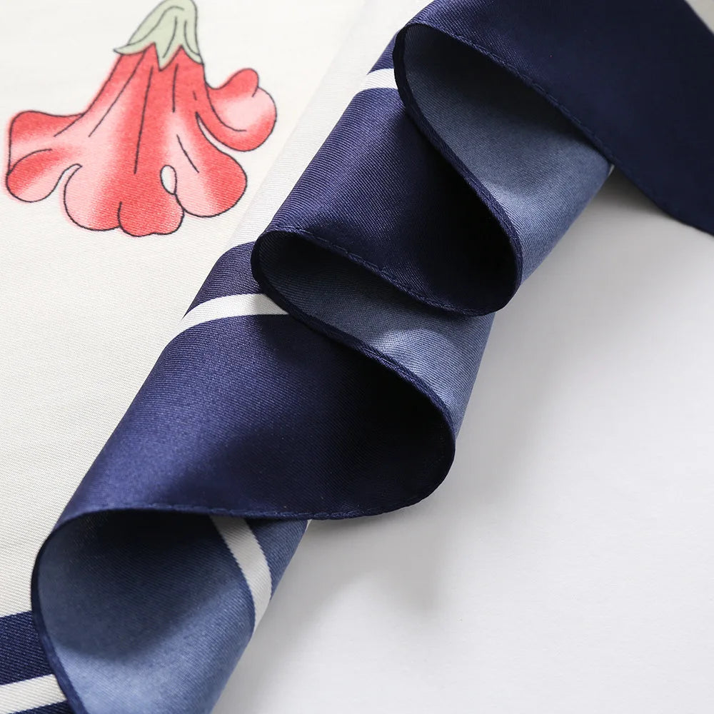 130*130cm Women Luxury Floral Print Twill Silk Scarves Lady Echarpes Bandana Square Scarves Wraps Femme Foulard Pashmina