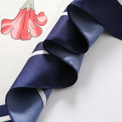 130*130cm Women Luxury Floral Print Twill Silk Scarves Lady Echarpes Bandana Square Scarves Wraps Femme Foulard Pashmina