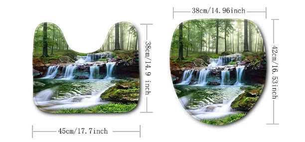 VIKAMA Tropical Leaves Bath Mat Set Palm Leaf Monstera Green Plants Home Carpet Flannel Bathroom Floor Rugs Toilet Lid Cover