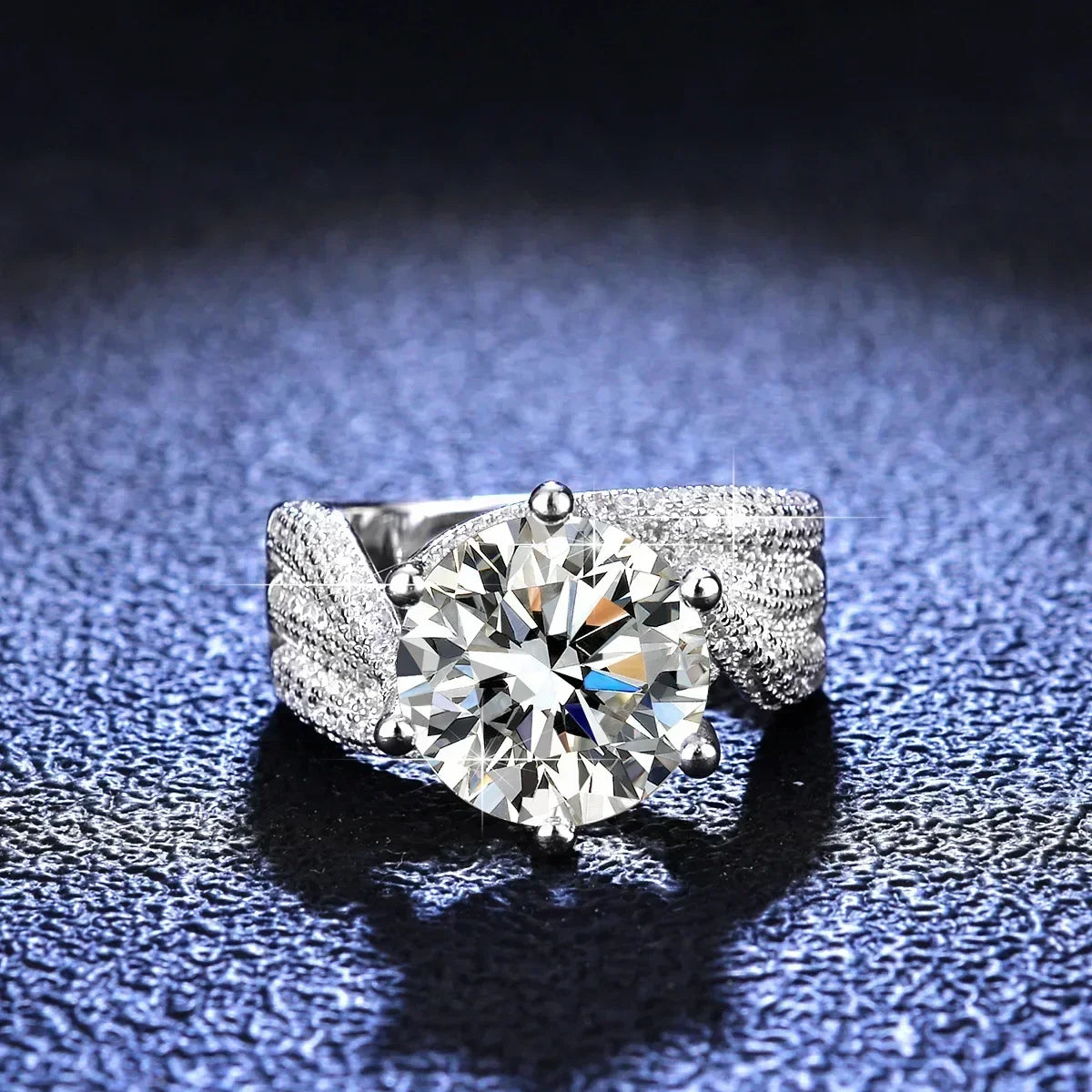 Platinum Pt950 18k 5 Carat Full Moissanite Diamond Rings for Women D Color Wedding Engagement Ring  Gift for Valentine's Day