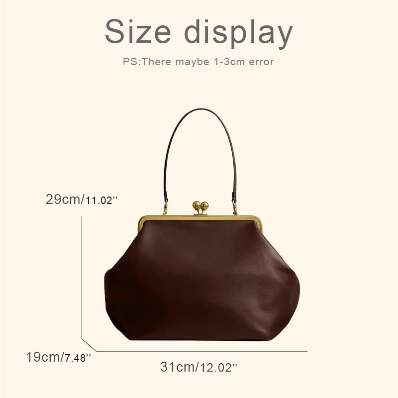 Classic Large Capacity Kisslock Frame Clip Bags For Women Luxury Designer Handbags Purses 2026 New In PU Lock Underarm Shoulder