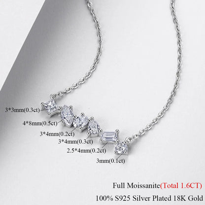 COSYA 1.6cttw Moissanite Necklace For Women S925 Silver Plated 18K Gold Pear/Oval Muti Cut D Color Lab Diamond Fine Jewelry Gift