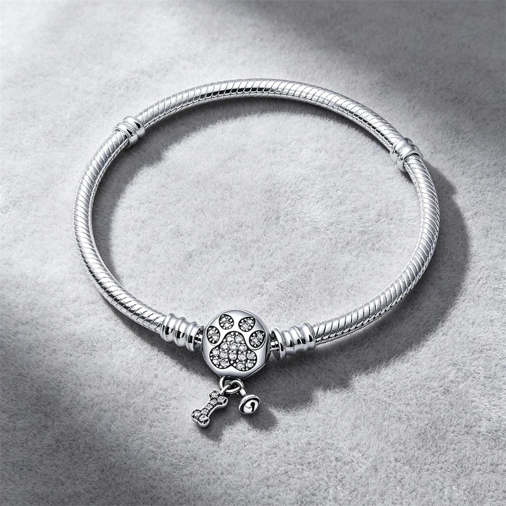 2026 Hot Selling 925 Silver Heart Shaped Buckle Snake Chain Sparkling Zircon Original Bracelet Women Fashionable Luxury Jewelry