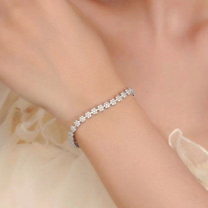 GRA Certified 4.5mm Flower Full Moissanite Tennis Necklaces Bracelet for Women 925 Sterling Silver Elegant Choker Luxury Jewelry