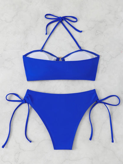High Waist Bikini Women's Swimsuit 2026 Knotted Bathing Suits Woman Swimwear Bandeau Push Up Bikinis Sets Brazilian Beach Wear