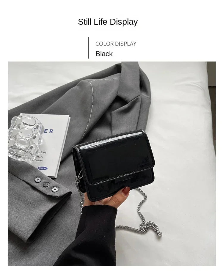 Vintage Women Silver Chic Crossbody Bag Luxury Designer Small Shoulder Bags Fashion Gold Mini Square Cute Pu Leather Handbag