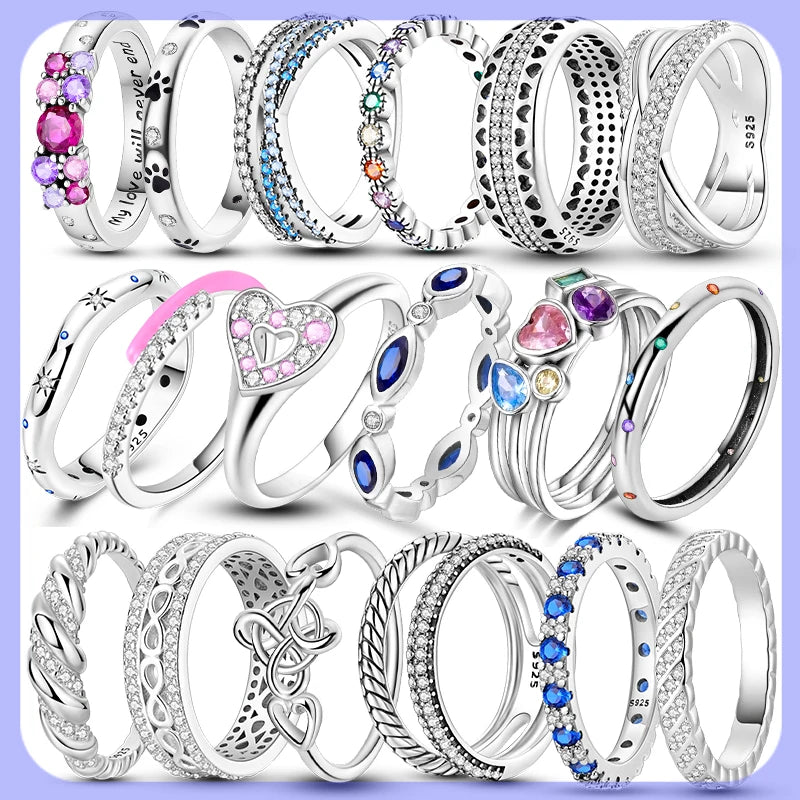2026 New 925 Sterling Silver Rings Zircon Sparkling CZ Rings Rings For Women Original Wedding Fine Jewelry Accessories Gifts