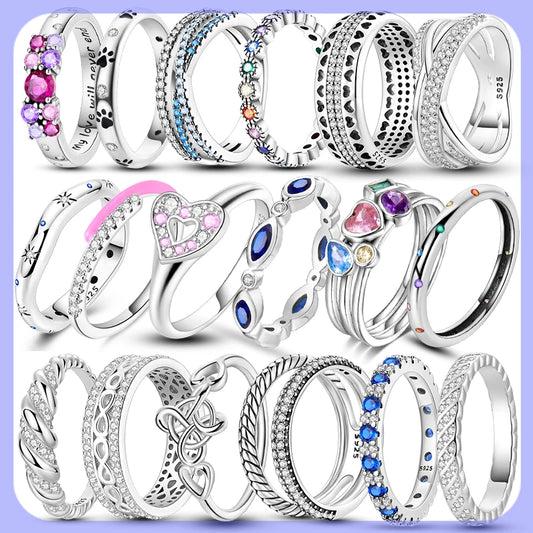 2026 New 925 Sterling Silver Rings Zircon Sparkling CZ Rings Rings For Women Original Wedding Fine Jewelry Accessories Gifts