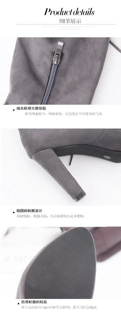 Women's Boots 2026 Autumn and Winter New European and American Style Plus Size Knee High Boots High Heels Round Toe Frosted Boot