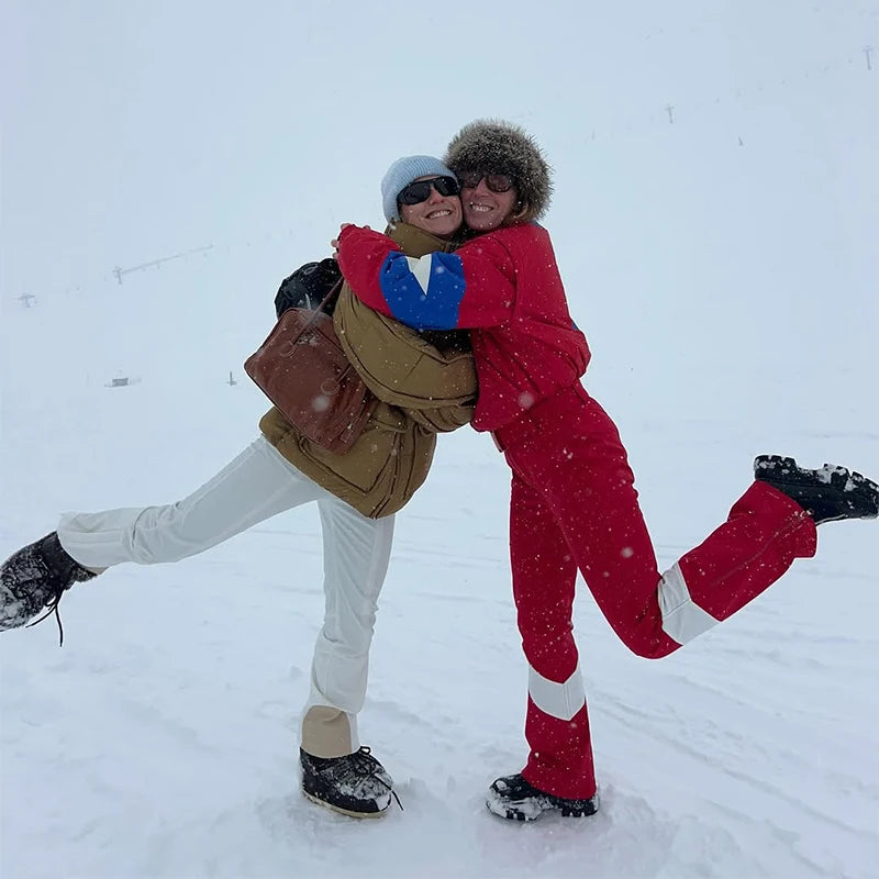 Casual Stand Collar Women Ski Jumpsuits Zippers Waist-Closed Thicken Lady Jumpsuit 2026 Autumn Winter Chic Female Skiwear