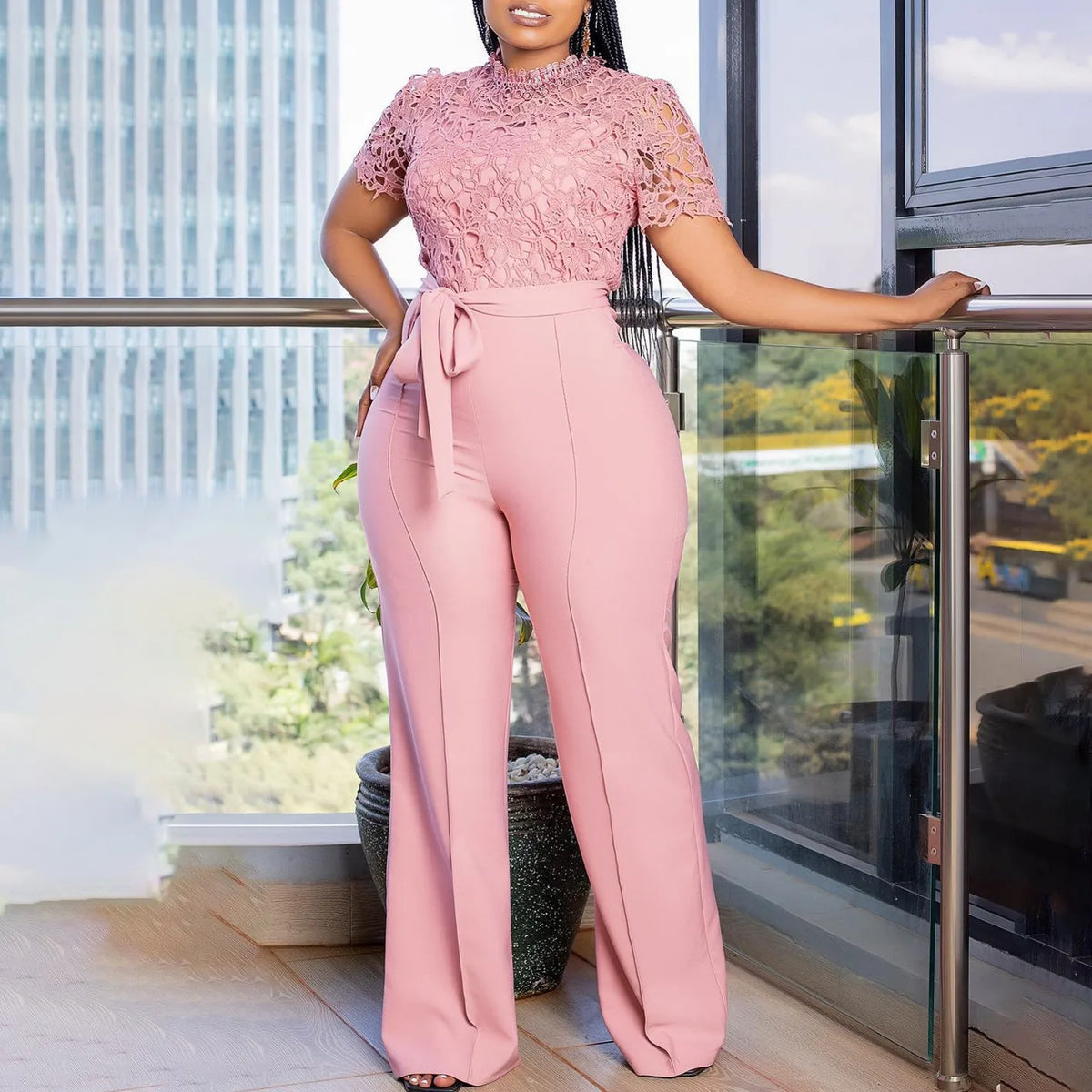 Solid Women Jumpsuits For Summer Autumn Short Sleeve Bandage Loose Fashion Streetwear Overalls Wide Leg Pants Trousers 2024