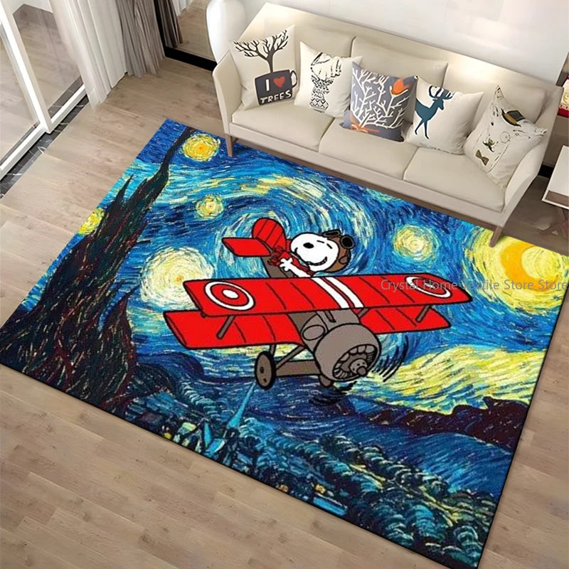 Cartoon Snoopy HD Printed Rugs Carpet For Living Room Home Decoration Children's Crawling Living Room Area Rug Game Floor Mat