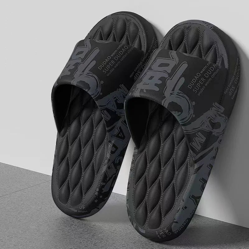 Big Size 48-49 Men Slippers Soft Sole EVA Indoor Outdoor Open Toe Flip Flops Non-Slip Beach Slides Flat Sandals Printing Slides
