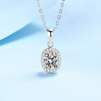 Oval Fine Jewelry Necklaces Women Pigeon Egg Moissanite Diamond 1CT Pendant PT950 Platinum Engagement Girl Wedding Party