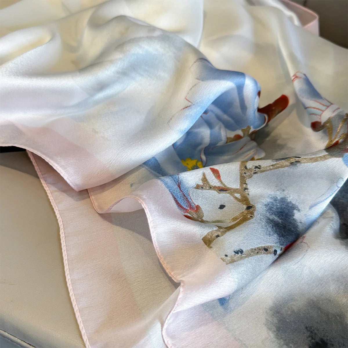 180*90cm Large Silk Satin Scarf Women Fashion Printed Scarf Spring And Summer Styles New Shawl Wrap Female Hand 2025 NEW