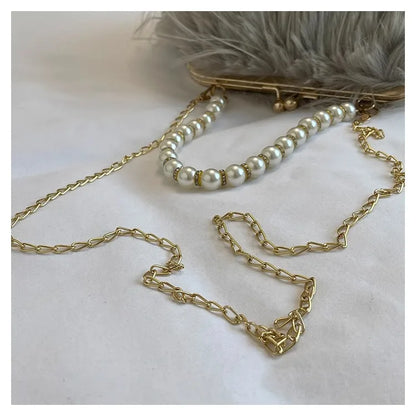 Beading Chain Women's Evening Plush Handbags Faux Fur Tassel Ladies Shoulder Bag Elegant Female Crossbody Bags Party Furry Purse