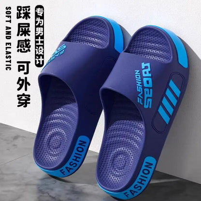 Big Size 48-49 Men Slippers Summer Flat Sole Home Slippers For Women Man Open Toe Trend Slides Couple Light Beach Shoes Sandals