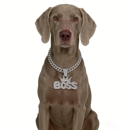 Cuban Dog Chain, Alloy Pet Dog Collar, Gold Necklace for Small to Large Dogs CEO BOSS Luxury Pendant Jewelry Accessory 2026 NEW