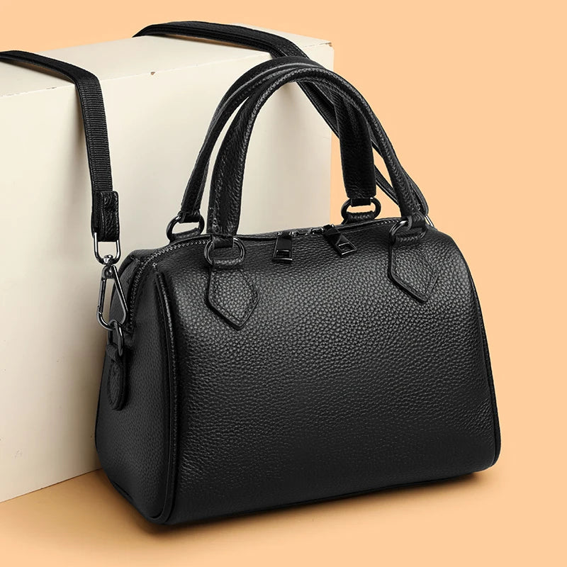 100% Genuine Leather Tote Bag Women Bags Designer Cowhide Luxury Handbags Ladies Shoulder Crossbody Bags Commuting Messenger Sac