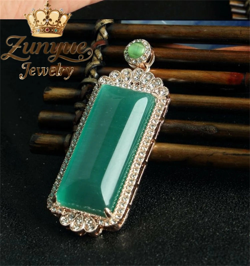 Natural Colorful Cat's Eye Stone Pendant Necklace Elegant Fashion Daily Wear Luxury Quality Fine Jewelry For Women Unisex Gift