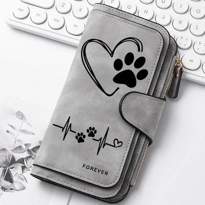 Heart-Shaped Animal Paw Butterfly Print Design Women Wallets Card Coin Wallet for Girls Purse ID Wallets Female Coin Purse Gift