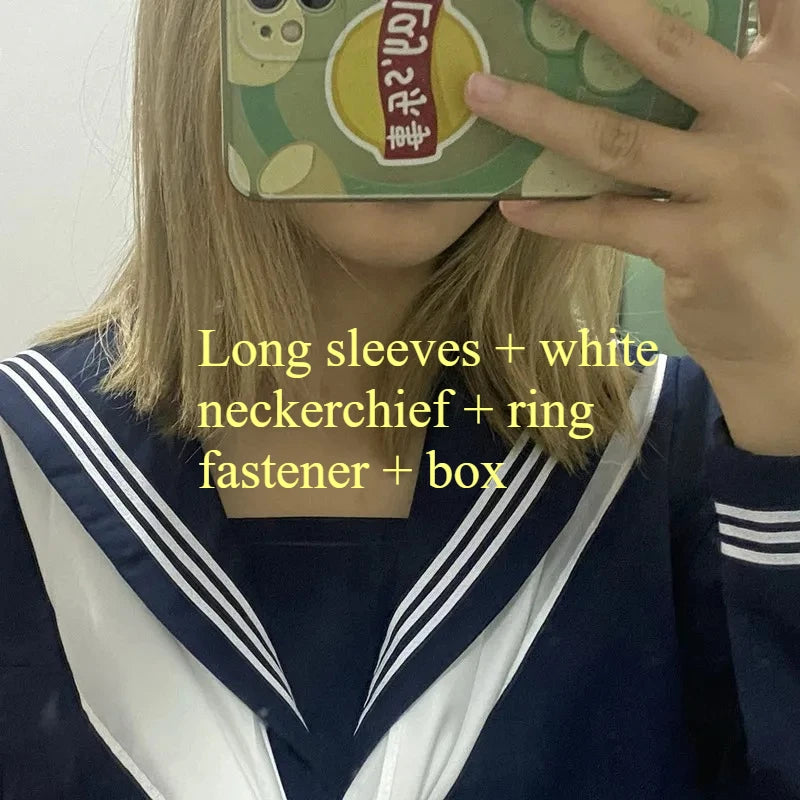 Orthodox JK Uniform School Uniform Basic Navy Navy College Style School Supply Middle Sailor Uniform Autumn and Winter Suit